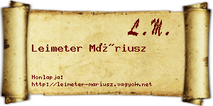 Leimeter Máriusz névjegykártya